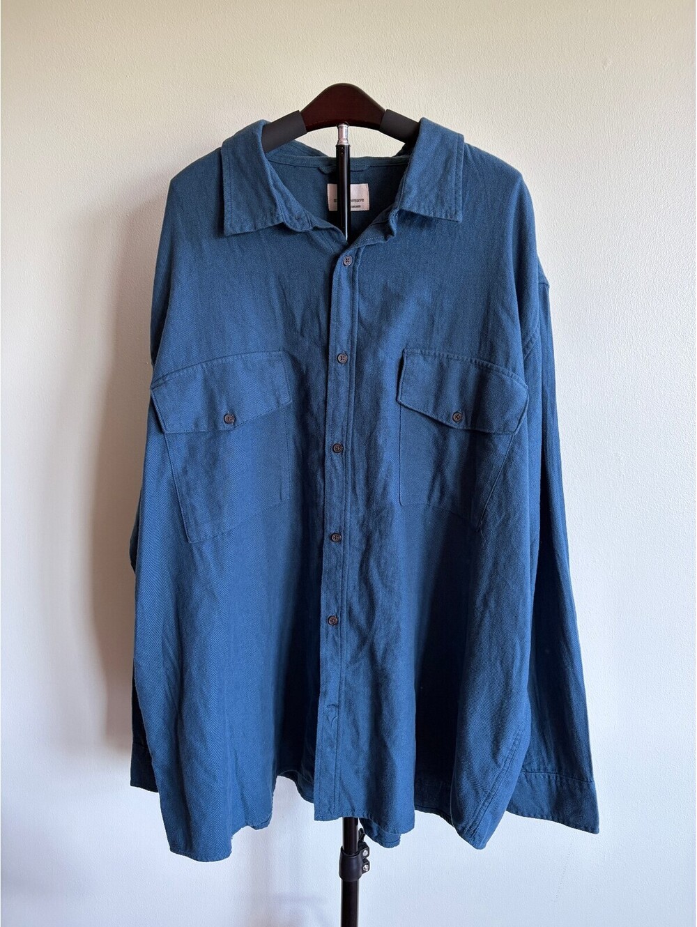 Modal Weave blue long sleeve button front shirt